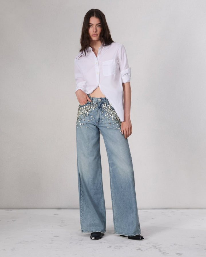 Glam Slam - Rhinestone Embellished Wide Leg Jeans