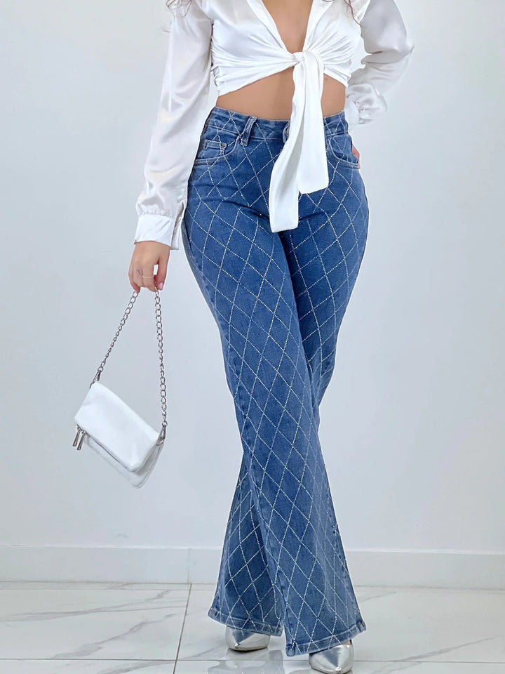 Diamond Daze High Rise Wide Leg Jeans