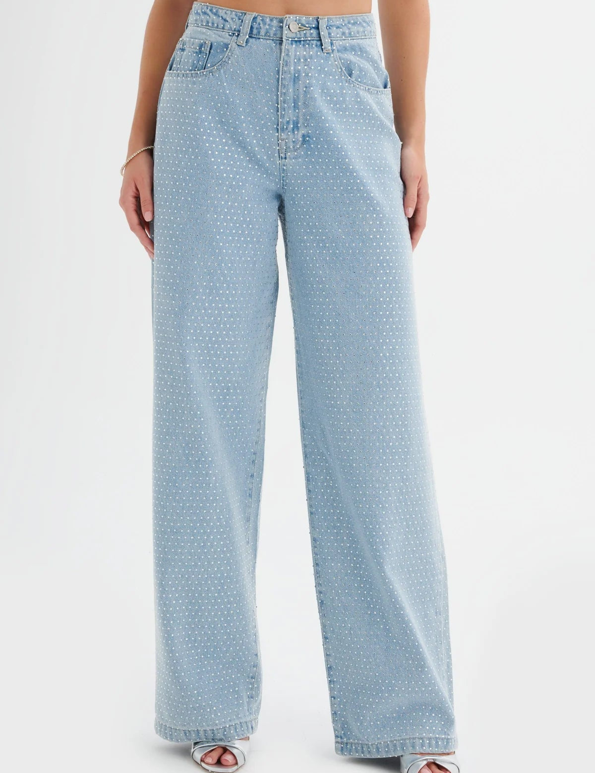 Diamante Denim High Rise Wide Leg Jeans – Wear Your Words