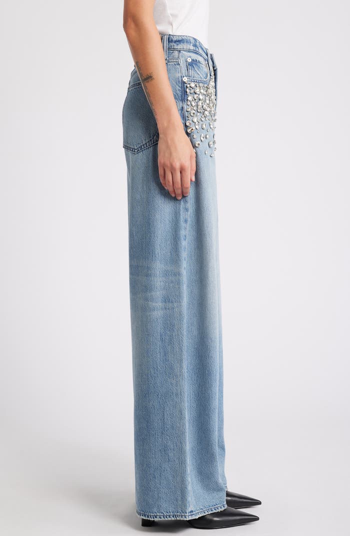 Glam Slam - Rhinestone Embellished Wide Leg Jeans