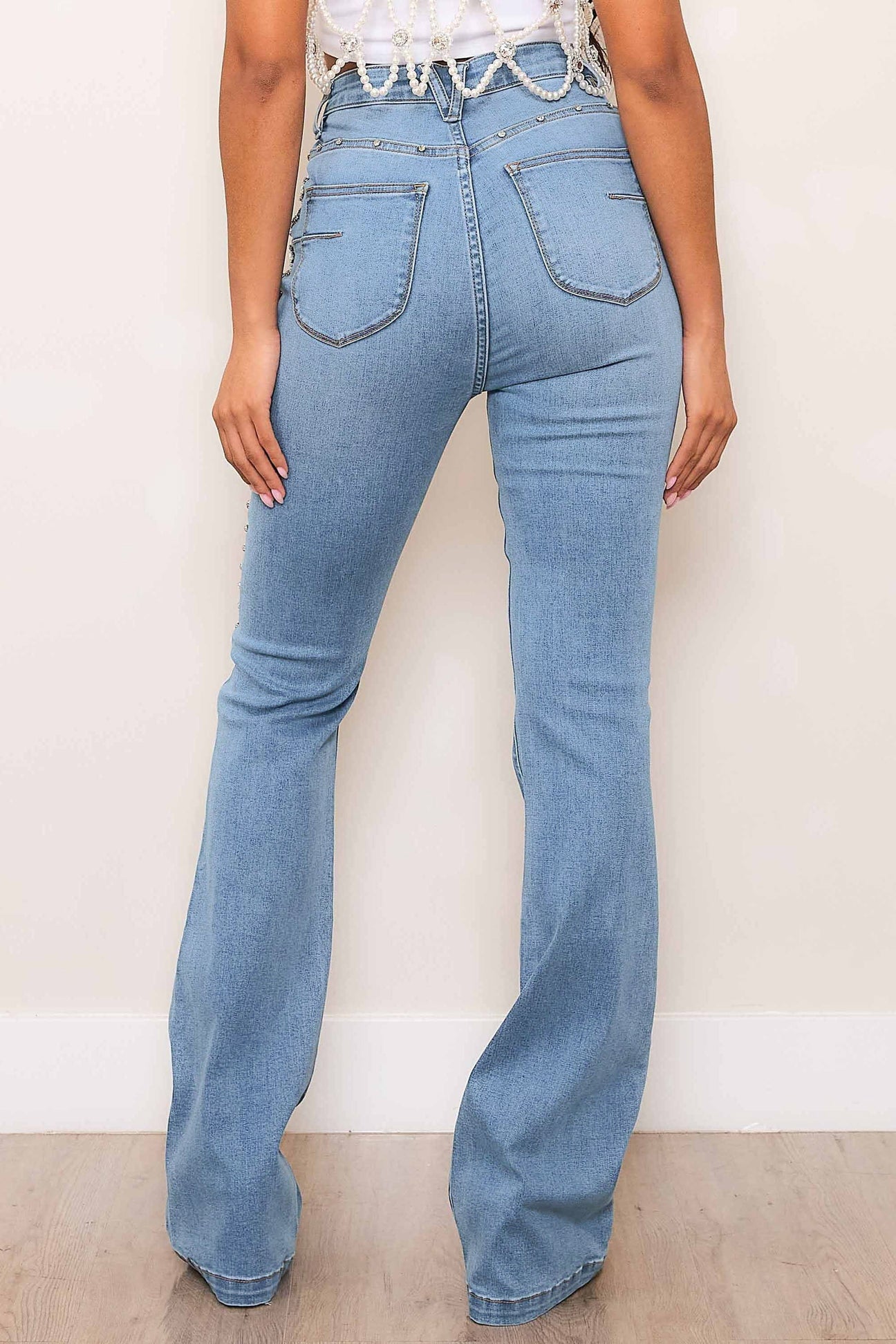 Lilly Luxe - Rhinestone Embellished Boot Cut Jeans