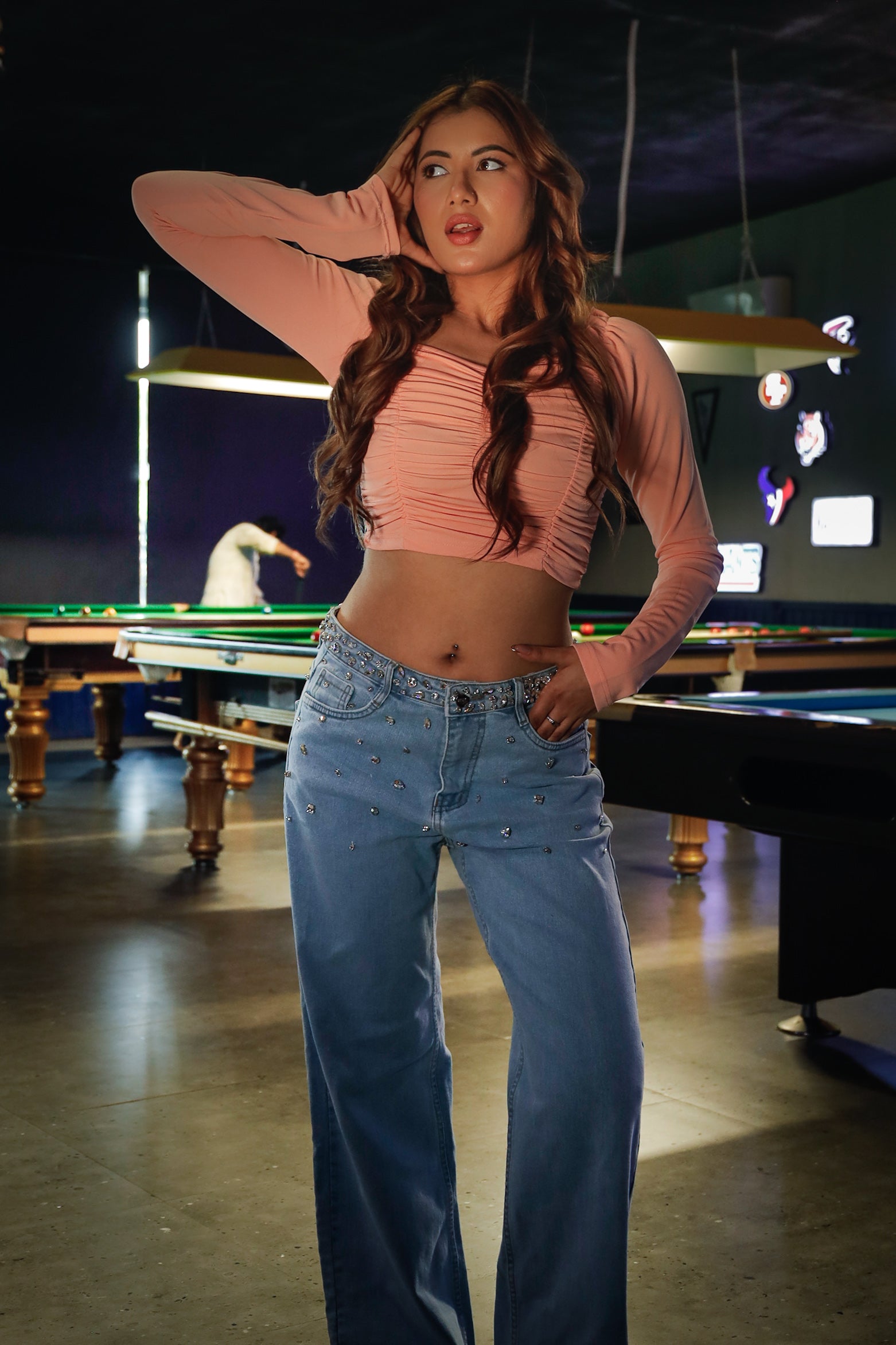 Dazzle Band - Rhinestone Embellished Wide Leg Jeans