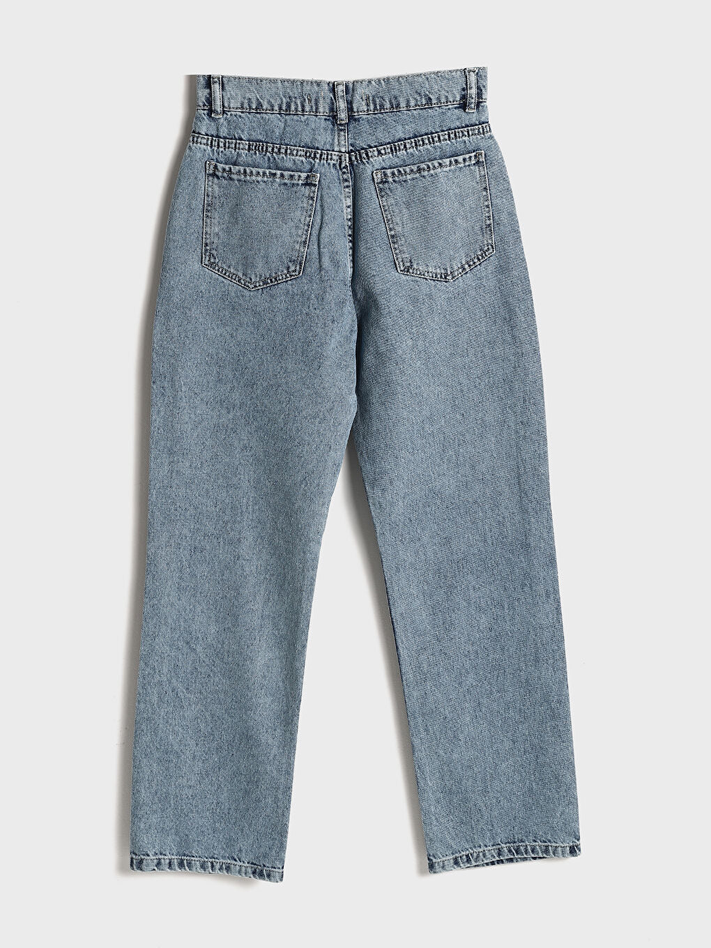 Frost Drop - Rhinestone Embellished Wide Leg Jeans - Ice Blue