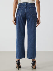 Crystal Drip - Rhinestone Embellished Wide Leg Jeans - Ice Blue