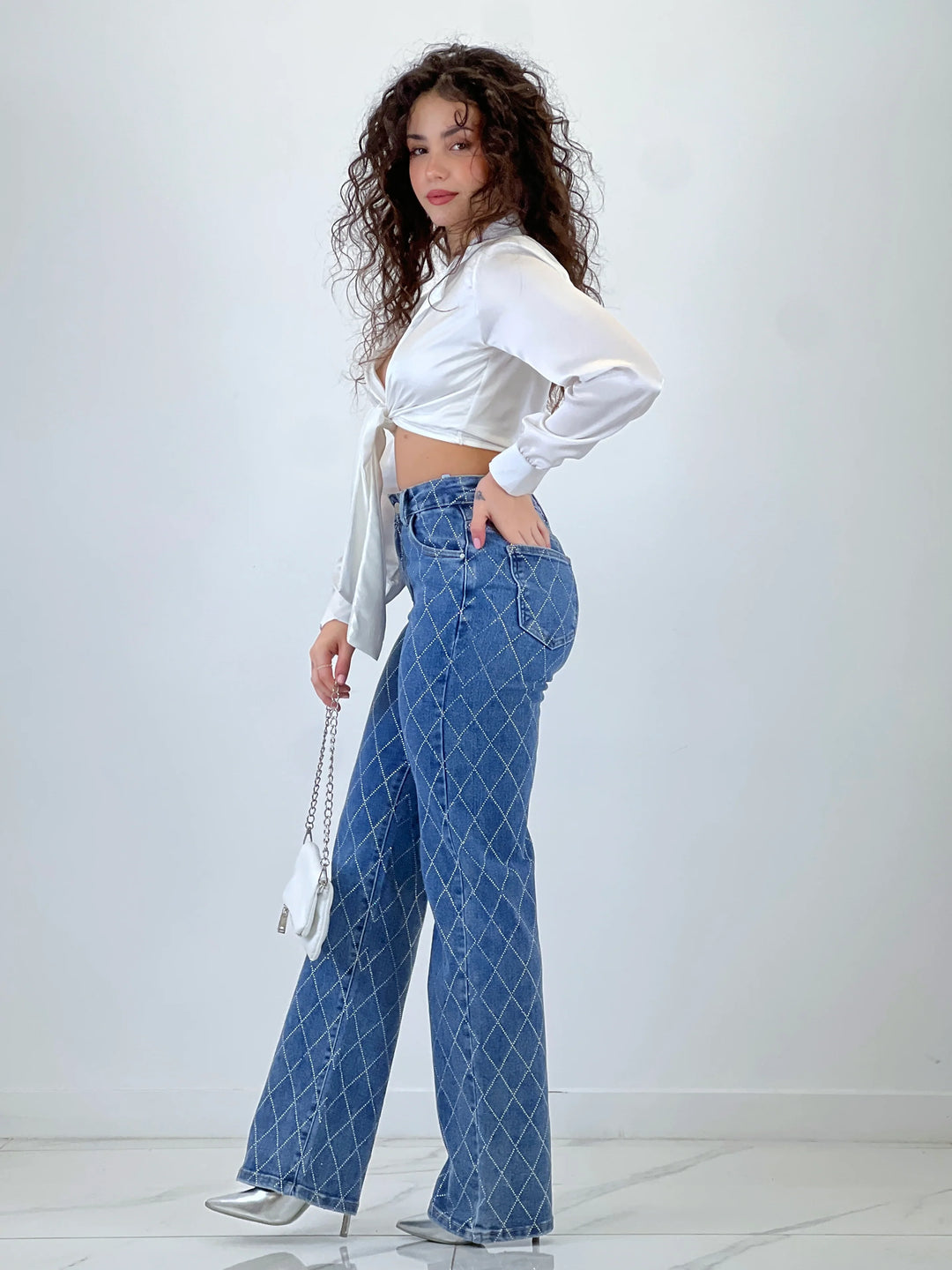 Diamond Daze High Rise Wide Leg Jeans
