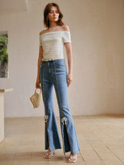 Jade - Rhinestone Embellished Boot Cut Jeans