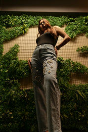 Bebo - Pearl Embellished Jeans - Ice Blue
