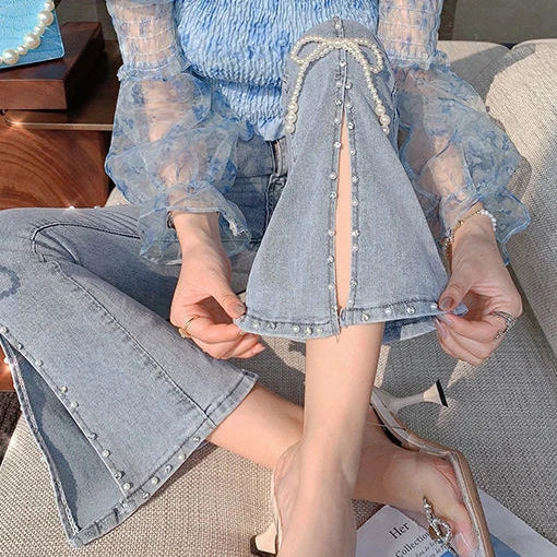 Jade - Rhinestone Embellished Boot Cut Jeans