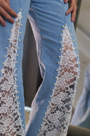 Rumi - Rhinestone Embellished Jeans - Ice Blue