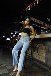 Glam Slam - Rhinestone Embellished Wide Leg Jeans