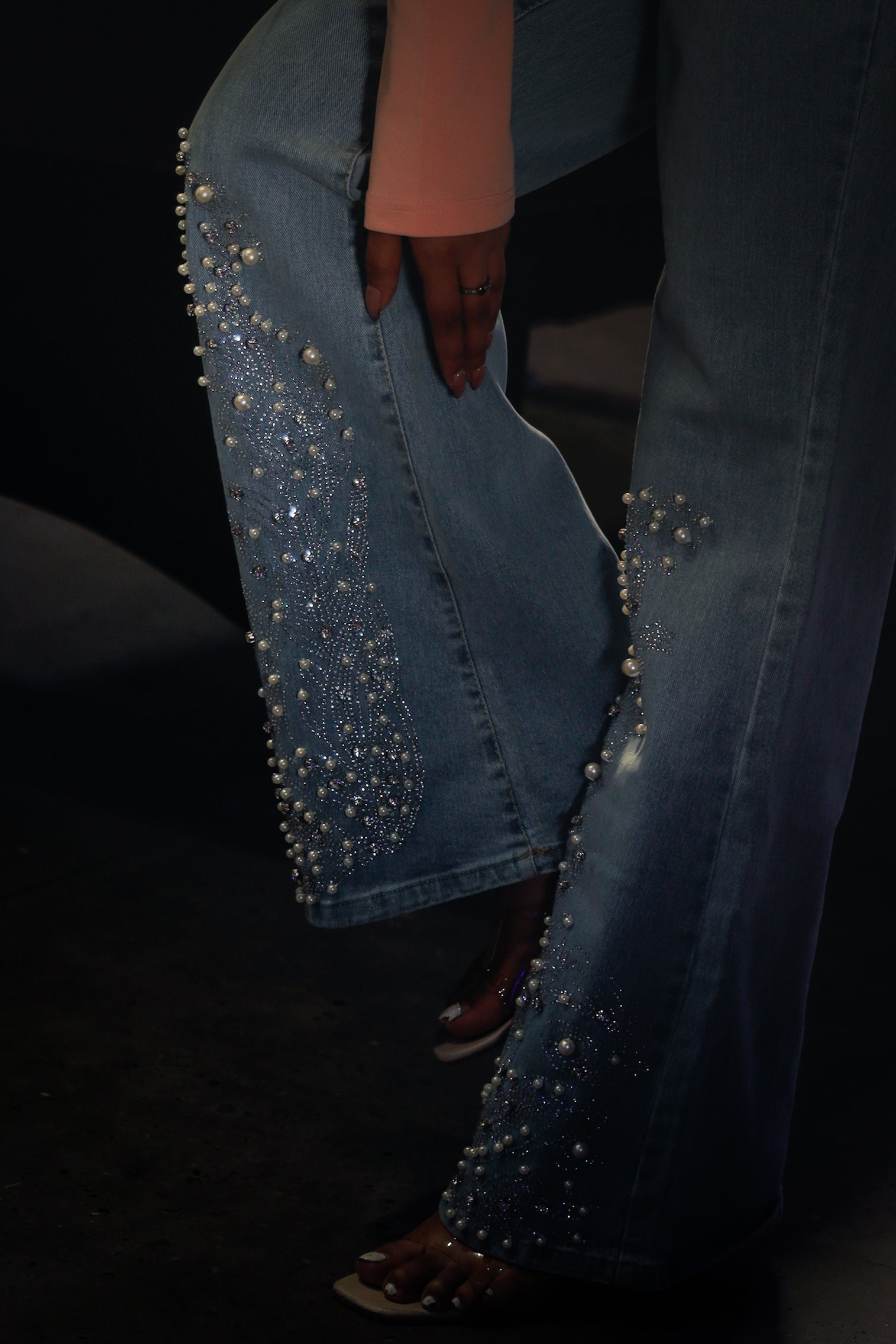 Elara - High Rise Embellished Boot Cut Jeans