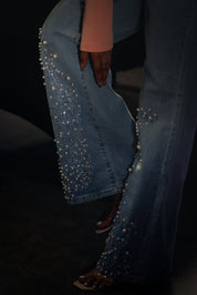 Elara - High Rise Embellished Boot Cut Jeans