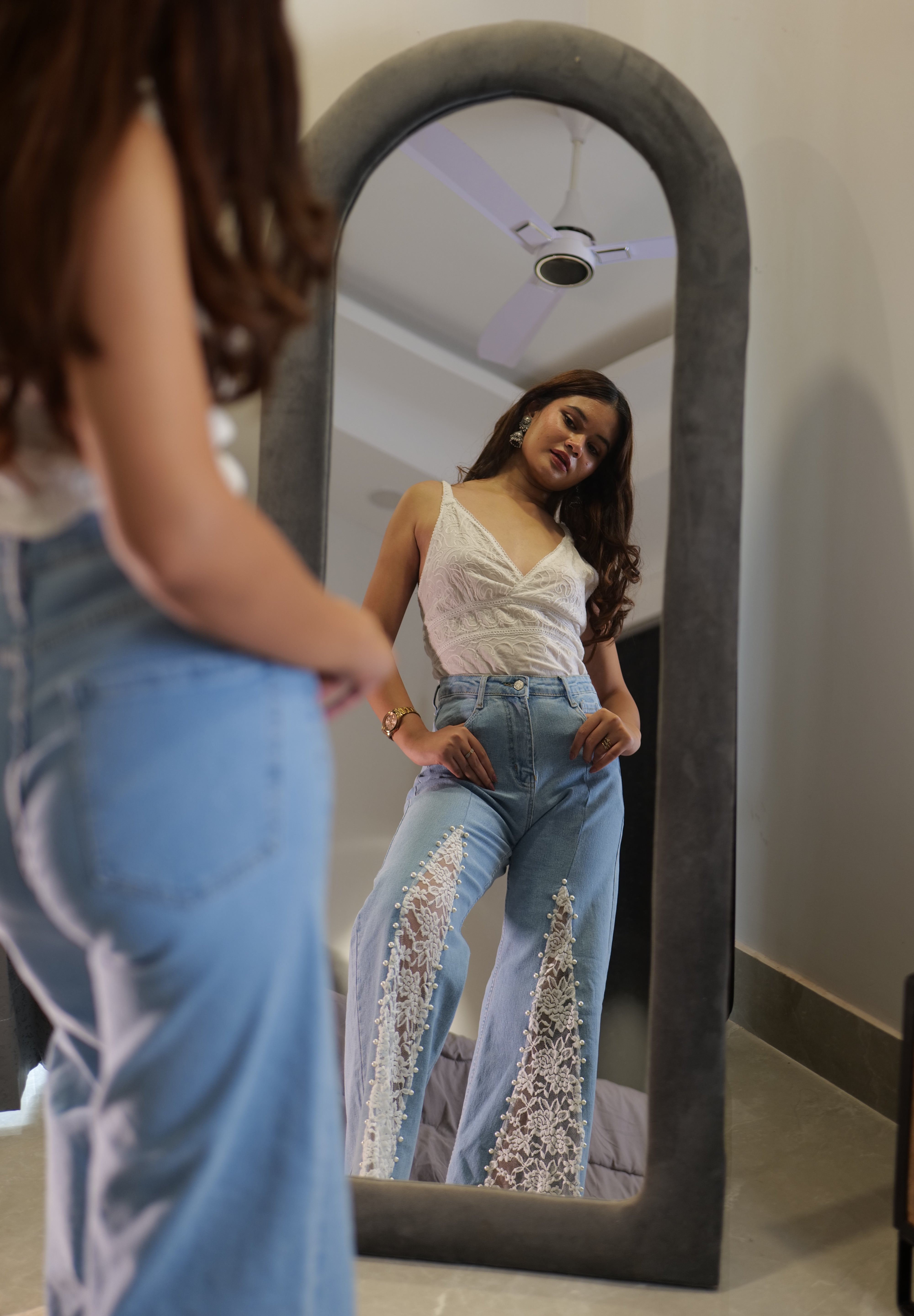 Rumi - Rhinestone Embellished Jeans - Ice Blue