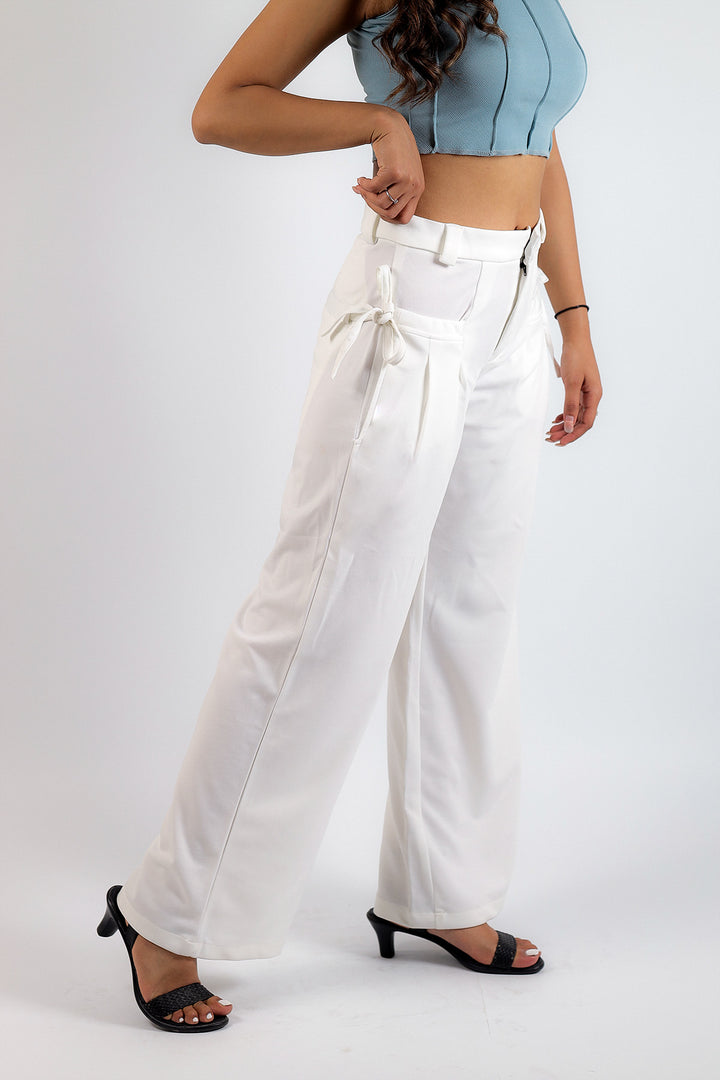 White Drawstring Pants for Women
