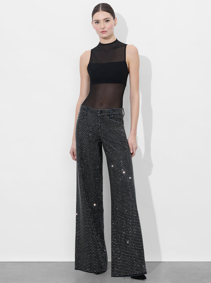 Lunar Lava - Rhinestone Embellished Wide Leg Jeans