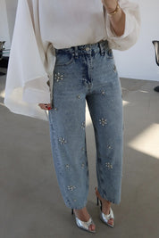 Florice - Rhinestone Embellished Jeans - Ice Blue