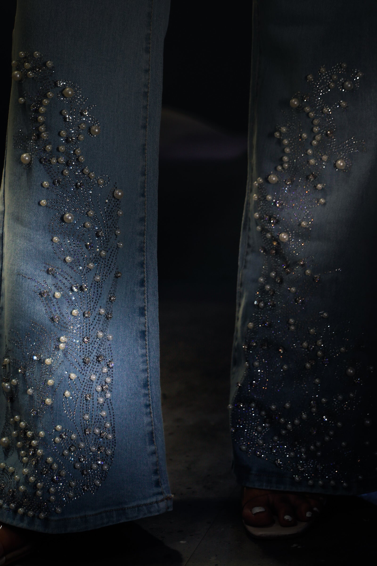 Elara - High Rise Embellished Boot Cut Jeans