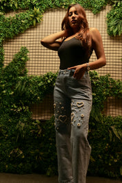 Bebo - Pearl Embellished Jeans - Ice Blue