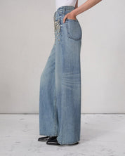 Glam Slam - Rhinestone Embellished Wide Leg Jeans