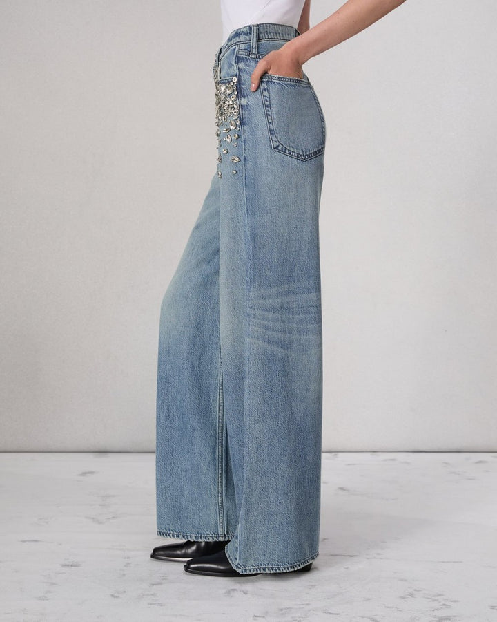 Glam Slam - Rhinestone Embellished Wide Leg Jeans