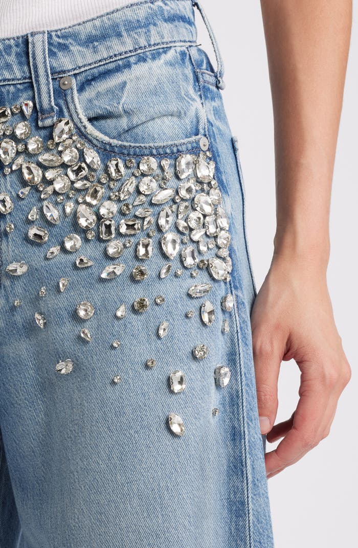 Glam Slam - Rhinestone Embellished Wide Leg Jeans