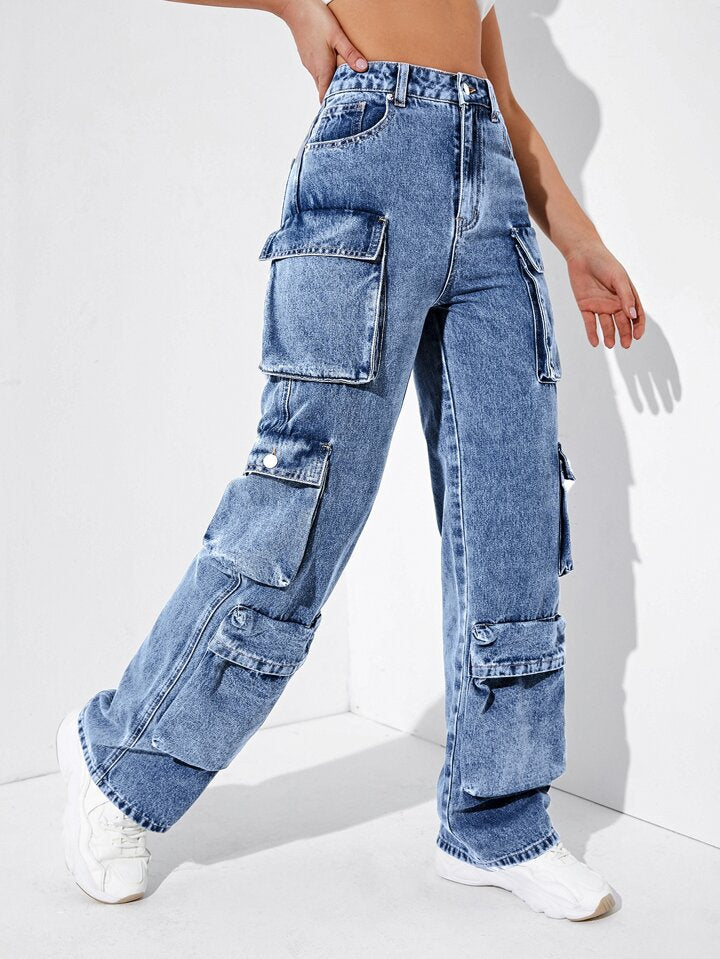 Double Cargo Detail Jeans