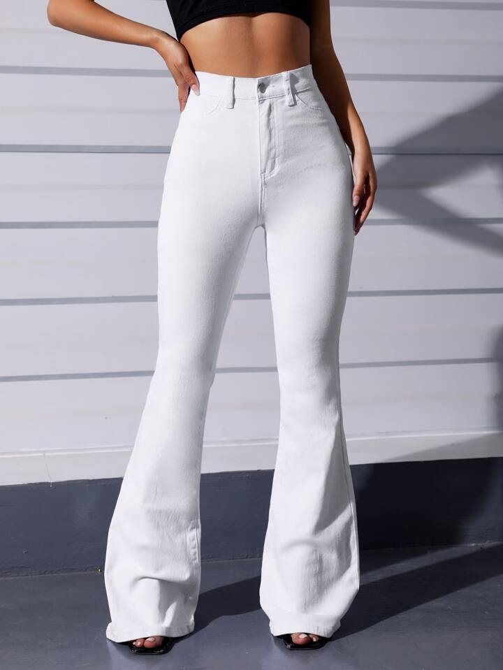 Stylish white denim trousers