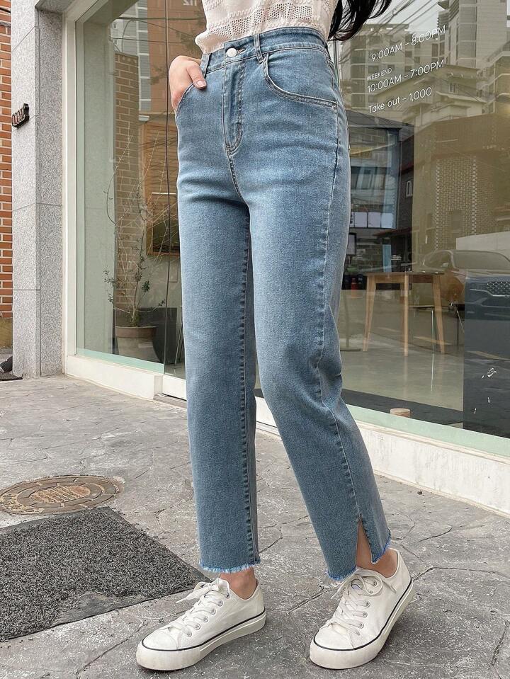 Fashionable Slit Jeans - Casual Wear