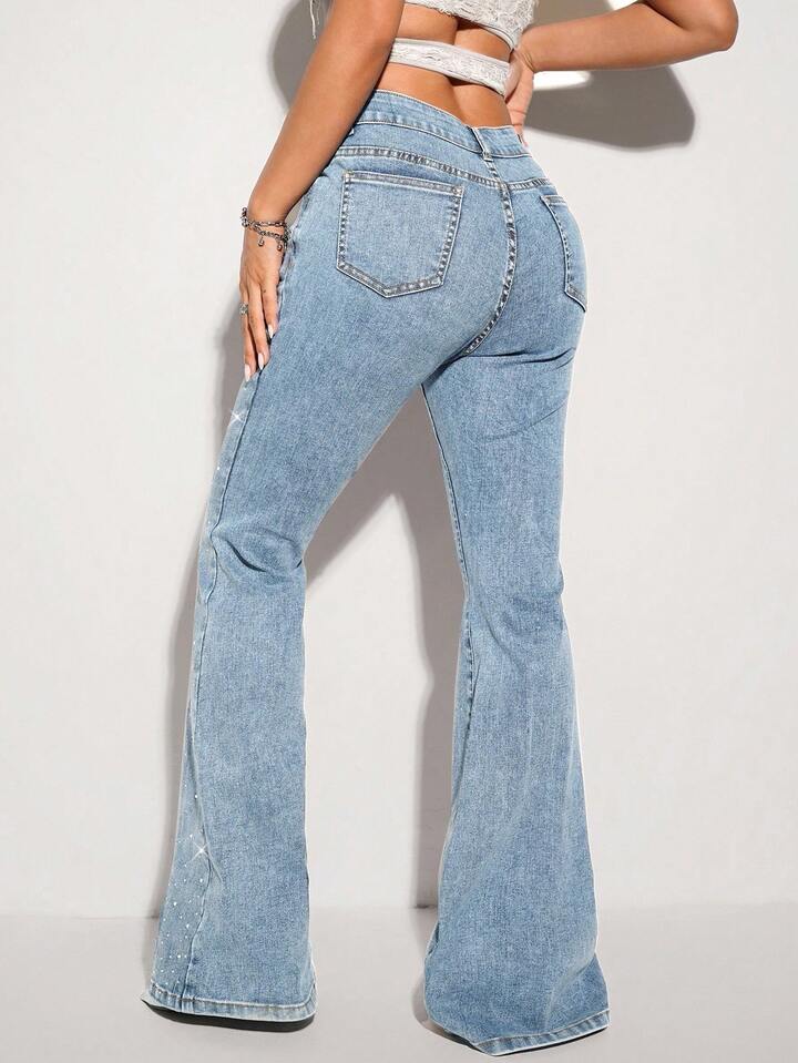 Aurelia - High Rise Embellished Boot Cut Jeans