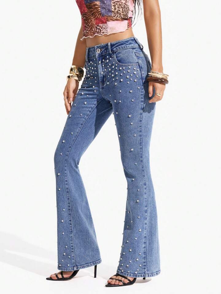 Bianca - High Rise Embellished Boot Cut Jeans