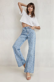 Mystic Weave - Rhinestone Embellished Wide Leg Jeans