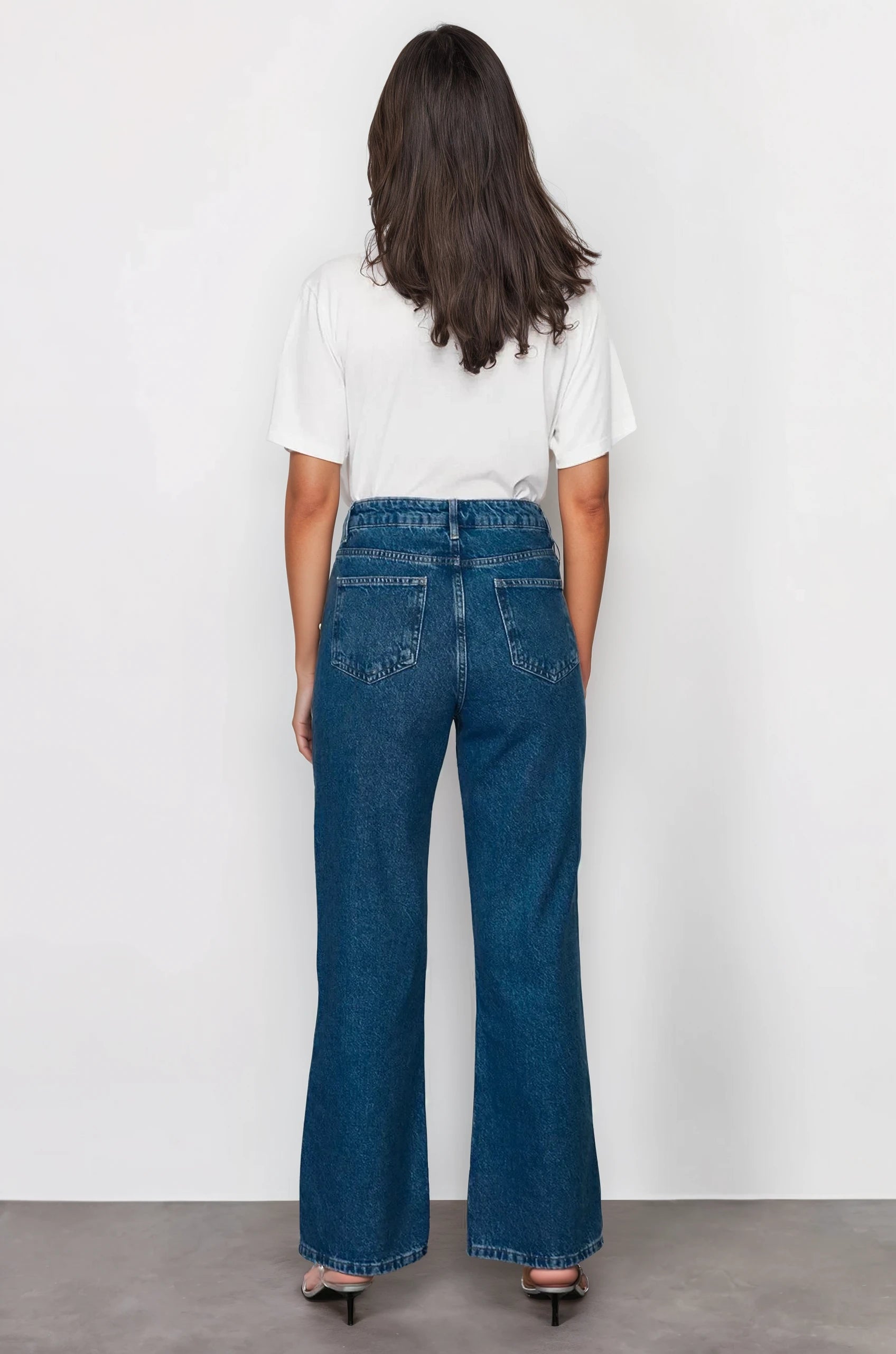 Starry Streak Rhinestone Embellished Wide Leg Jeans