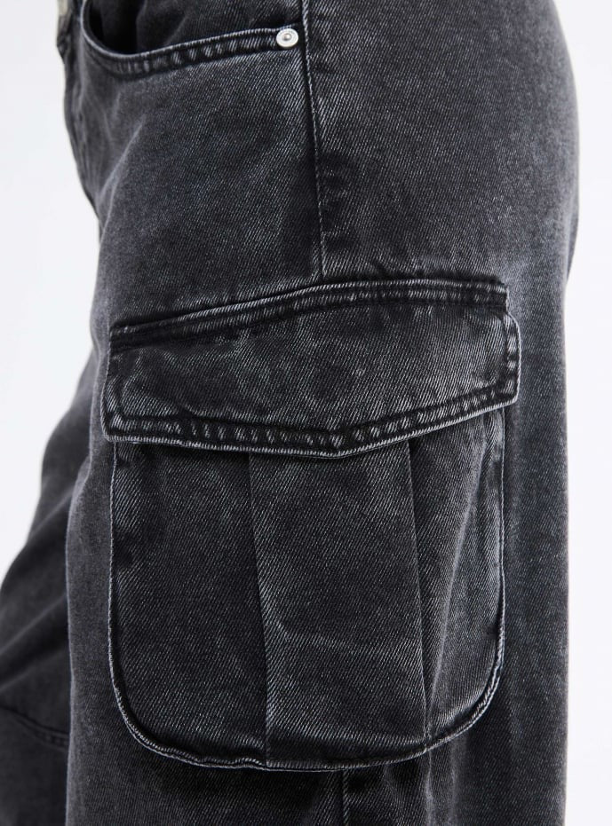 Black cargo style jeans