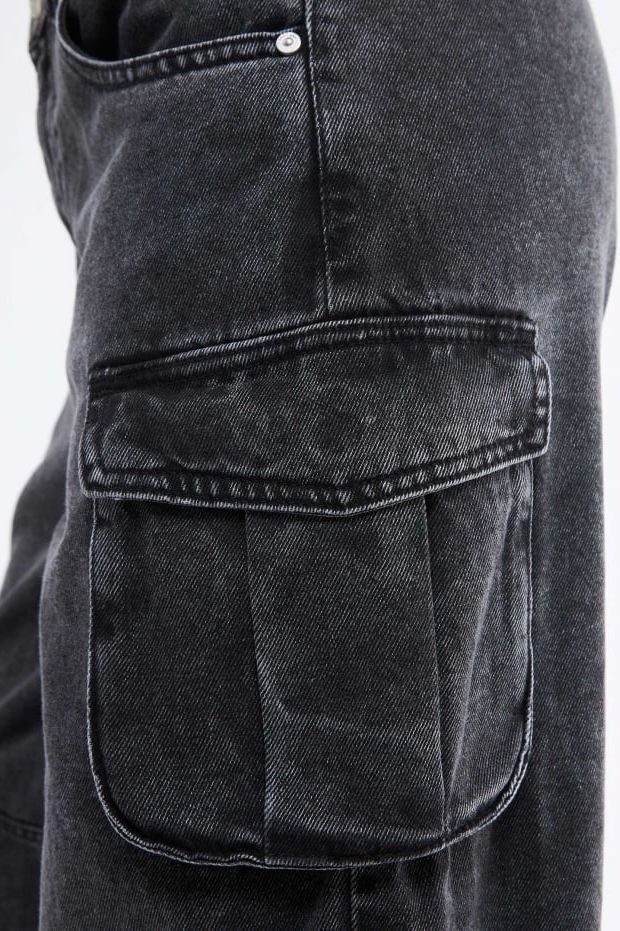 Black cargo style jeans