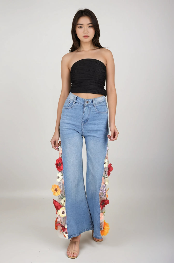 Jenny - Cut Out Flowery Jeans