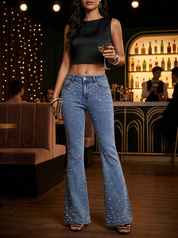 Bianca - High Rise Embellished Boot Cut Jeans - Boot Cut