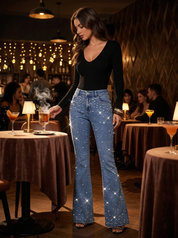 Bianca - High Rise Embellished Boot Cut Jeans - Boot Cut
