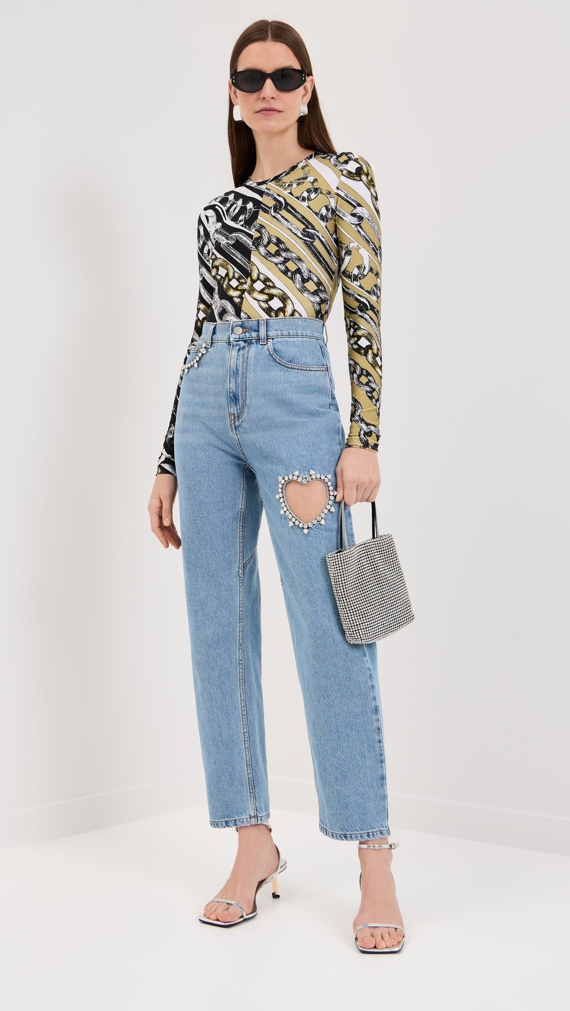 Love Struck Rhinestone Embellished Wide Leg Jeans