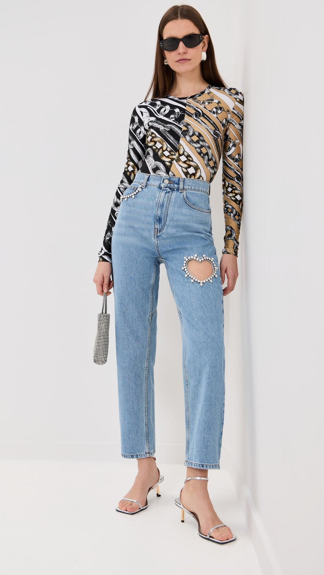 Love Struck Rhinestone Embellished Wide Leg Jeans