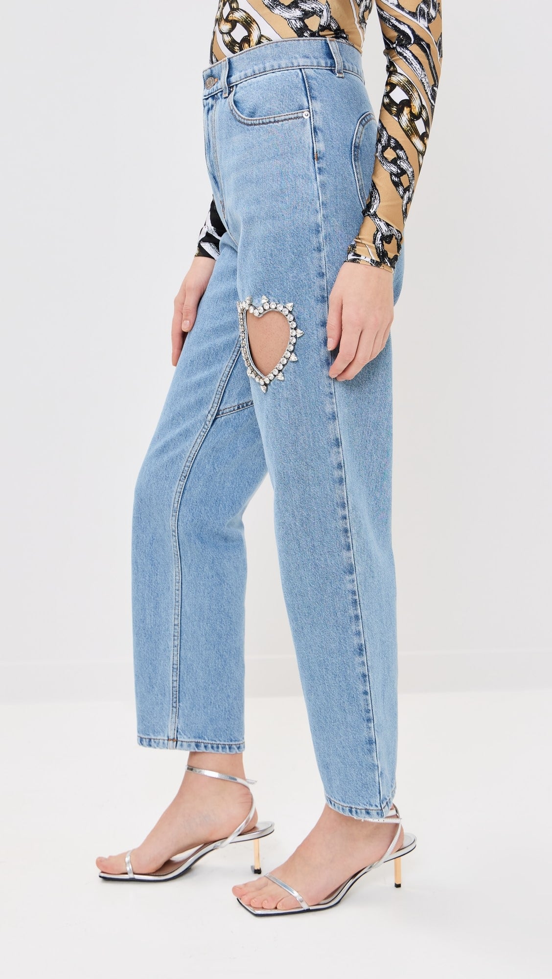Love Struck Rhinestone Embellished Wide Leg Jeans