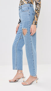 Love Struck Rhinestone Embellished Wide Leg Jeans