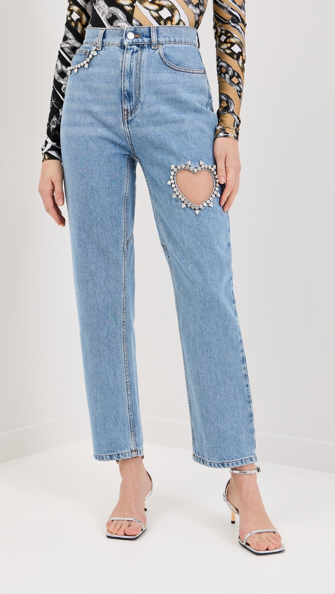 Love Struck Rhinestone Embellished Wide Leg Jeans
