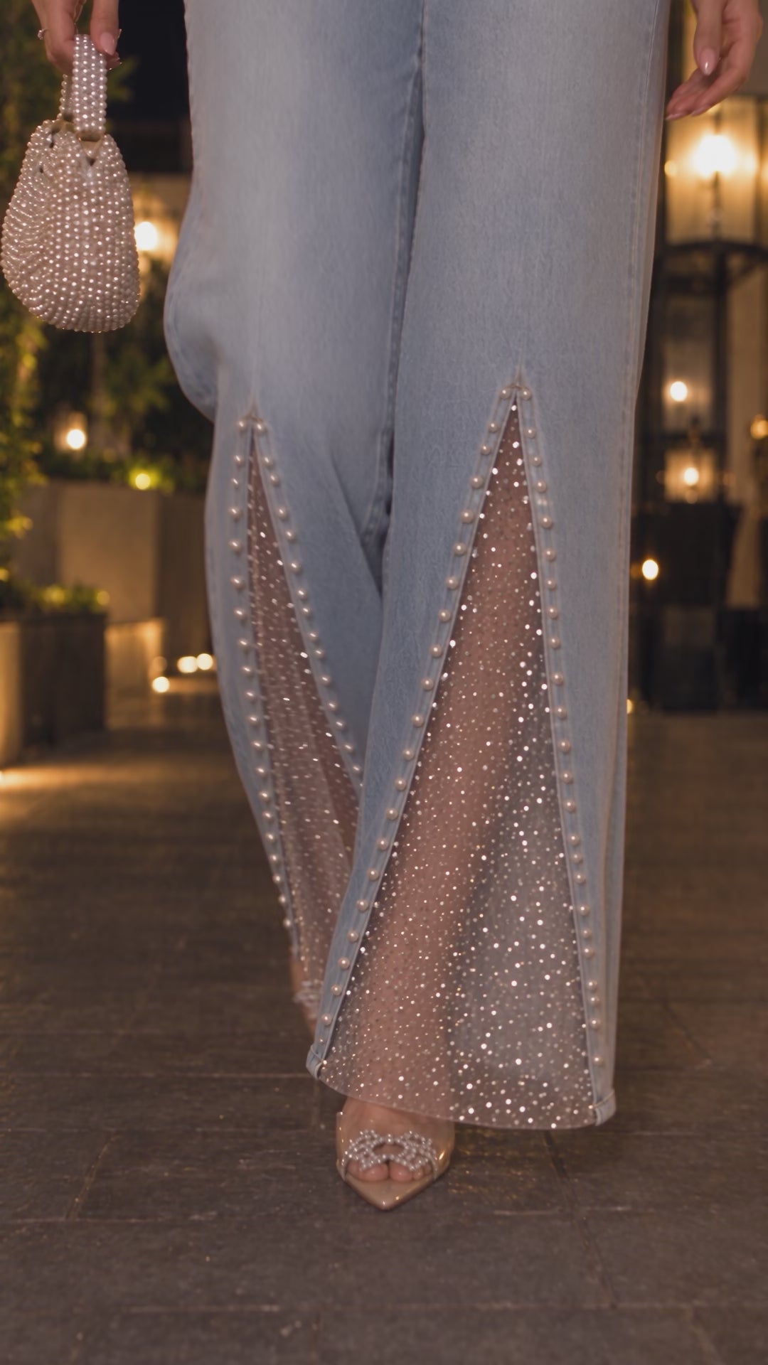 Moonlit Muse - Embellished Jeans - Ice Blue