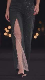 (Limited Edition) Desire Noir - Rhinestone Embellished Jeans - Black