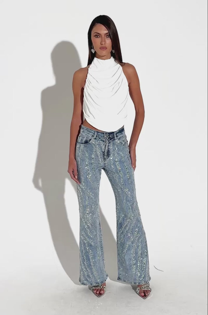 Vixen - Rhinestone Embellished Boot Cut Jeans