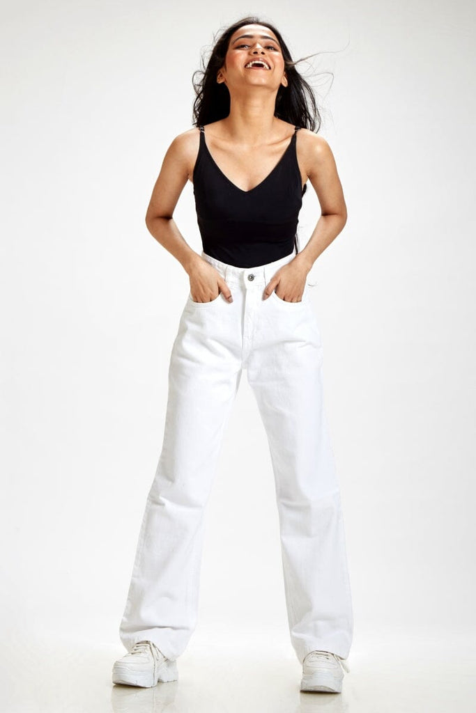 High Rise Wide Leg Jeans - White – Wear Your Words