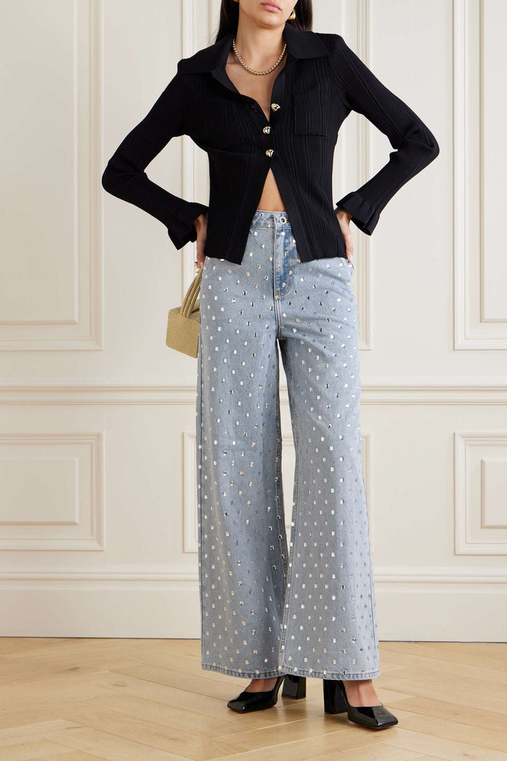 Studded Wide Leg Jeans - Radiant Rebel